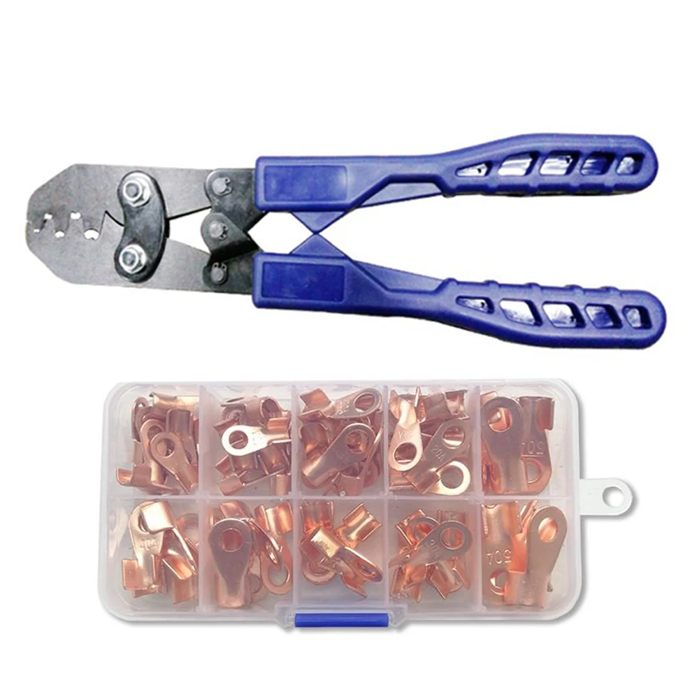 Crimping Tool Crimper Plier 5A to 100A with 70pcs Open Barrel Copper Ring Lug Terminals Assortment Set Kit
Crimping Tool Crimper Plier 5A to 100A with 70pcs Open Barrel Copper Ring Lug Terminals Assortment Set Kit