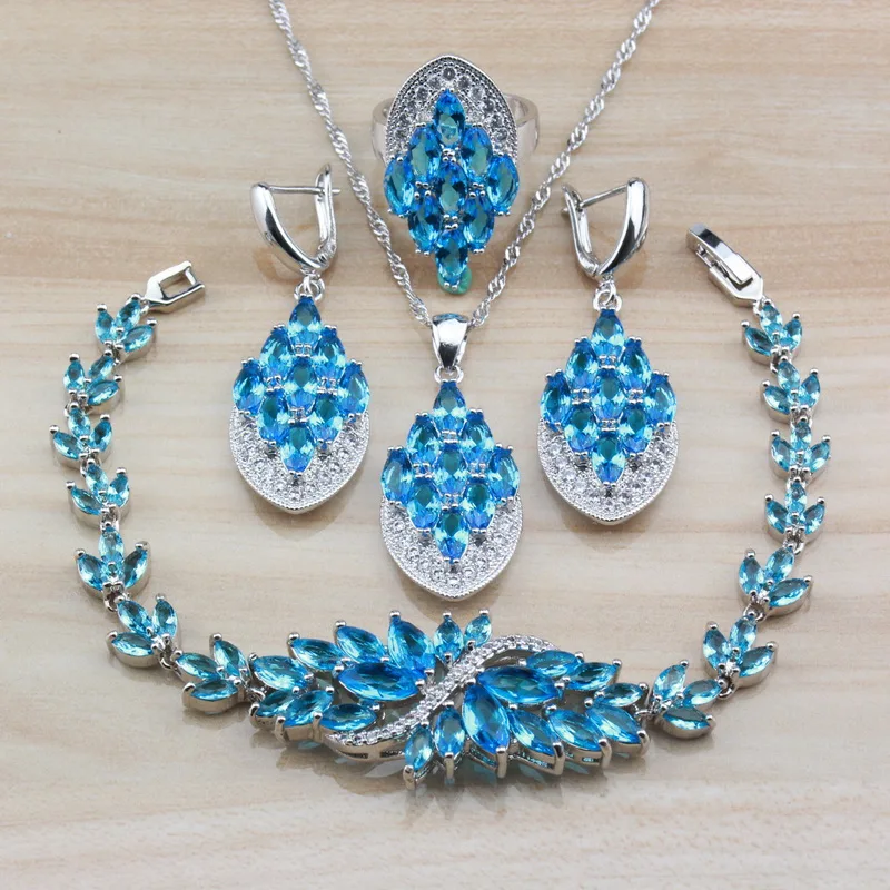 925 Sterling Silver Women Fashion Costume With Natural Sky Blue Crystal Zircon Jewelry Sets And Independent Gift Box
925 Sterling Silver Women Fashion Costume With Natural Sky Blue Crystal Zircon Jewelry Sets And Independent Gift Box
