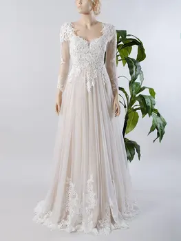2019 Nude Long Evening dress Plus Size Long Sleeve V-Neck Sheer Back Beaded Prom Gown Party Dresses
2019 Nude Long Evening dress Plus Size Long Sleeve V-Neck Sheer Back Beaded Prom Gown Party Dresses