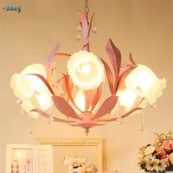 Korean Garden Iron Flower Chandeliers Lights Children Princess Room Pink Crystal Hanging Lamps Living Dining Lighting Fixtures
Korean Garden Iron Flower Chandeliers Lights Children Princess Room Pink Crystal Hanging Lamps Living Dining Lighting Fixtures