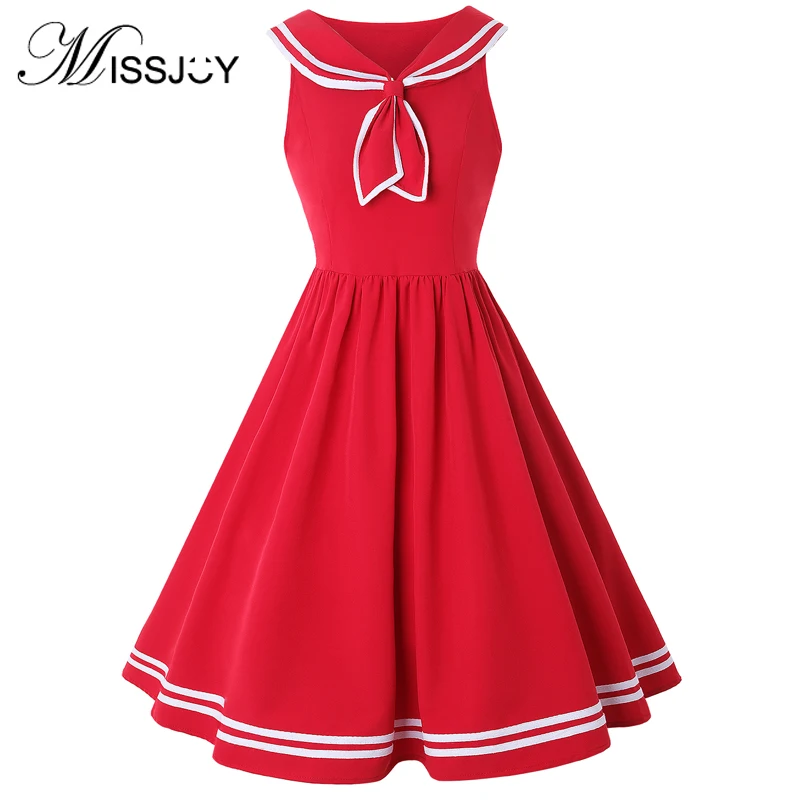 MISSJOY 2019 Vintage Preppy Style Summer Women Sleeveless Sailor Collar Pin up Party Fitted Skater a-line Swing school Dresses
MISSJOY 2019 Vintage Preppy Style Summer Women Sleeveless Sailor Collar Pin up Party Fitted Skater a-line Swing school Dresses