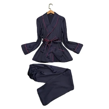 High Grade Silk Pajama Sets Sexy Satin Kimono V-neck Top and Pants Sleepwear For Female Wedding Bride Bridesmaid Nightwear
High Grade Silk Pajama Sets Sexy Satin Kimono V-neck Top and Pants Sleepwear For Female Wedding Bride Bridesmaid Nightwear