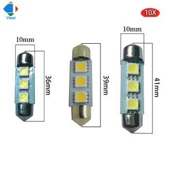 Viewi 10pcs Auto Festoon Lights canbus Dc 12v Car Styling 1w smd5050 3 leds 36mm 39mm 41mm Interior Lamp Reading Bulb
Viewi 10pcs Auto Festoon Lights canbus Dc 12v Car Styling 1w smd5050 3 leds 36mm 39mm 41mm Interior Lamp Reading Bulb