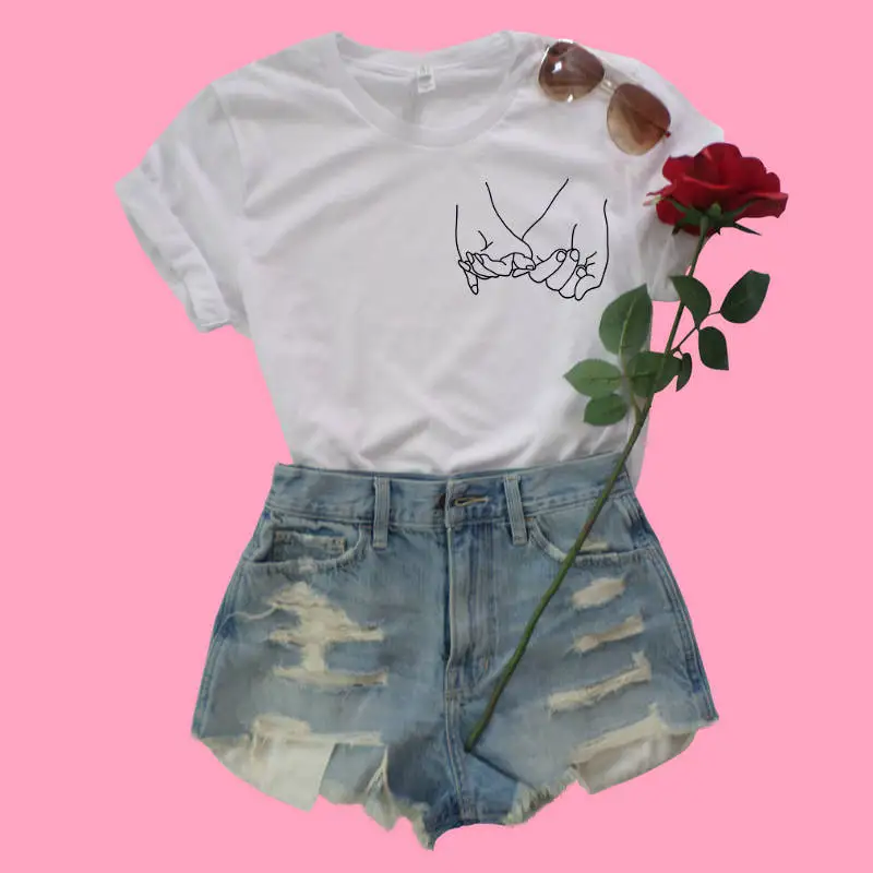 Holding Hands T-Shirt Women Promise Shirt Aesthetic Tshirt Women Cotton Causal Loose Tops Plus Size Women Clothes Pinky Tees
Holding Hands T-Shirt Women Promise Shirt Aesthetic Tshirt Women Cotton Causal Loose Tops Plus Size Women Clothes Pinky Tees