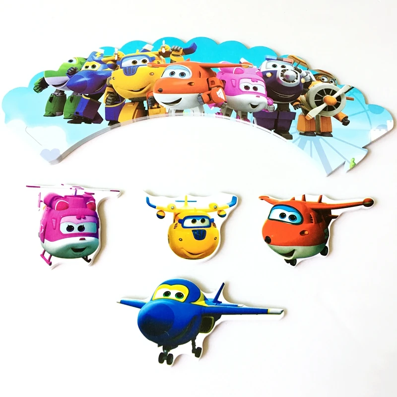 24pcs/lot Cartoon Super Wings Cupcake Wrappers Toppers Robot Aircraft Kids Party Supplies Birthday Wedding Decoration Cake Cups
24pcs/lot Cartoon Super Wings Cupcake Wrappers Toppers Robot Aircraft Kids Party Supplies Birthday Wedding Decoration Cake Cups