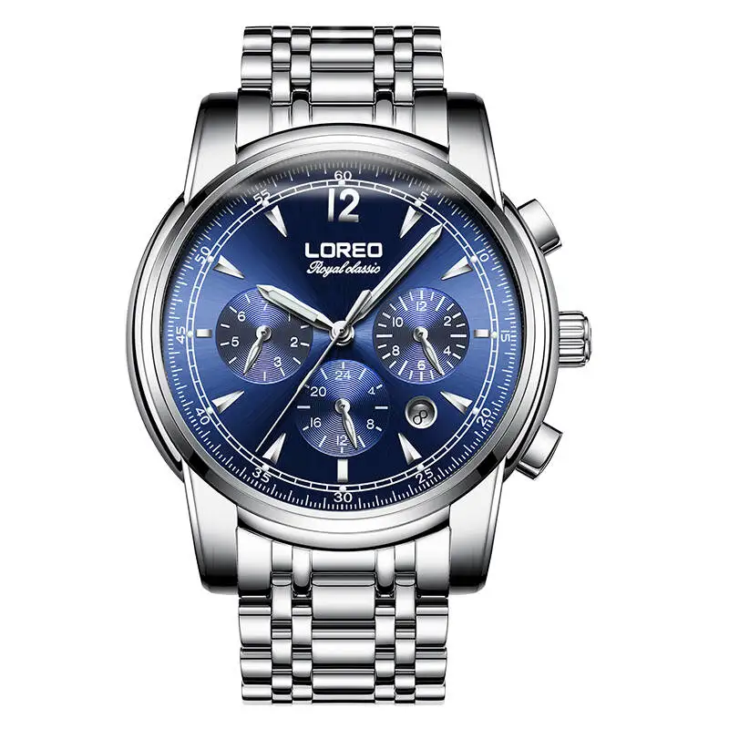 

LOREO 6105 Germany watches men luxury brand automatic mechanical sapphire luminous Deep sea blue relogio masculino