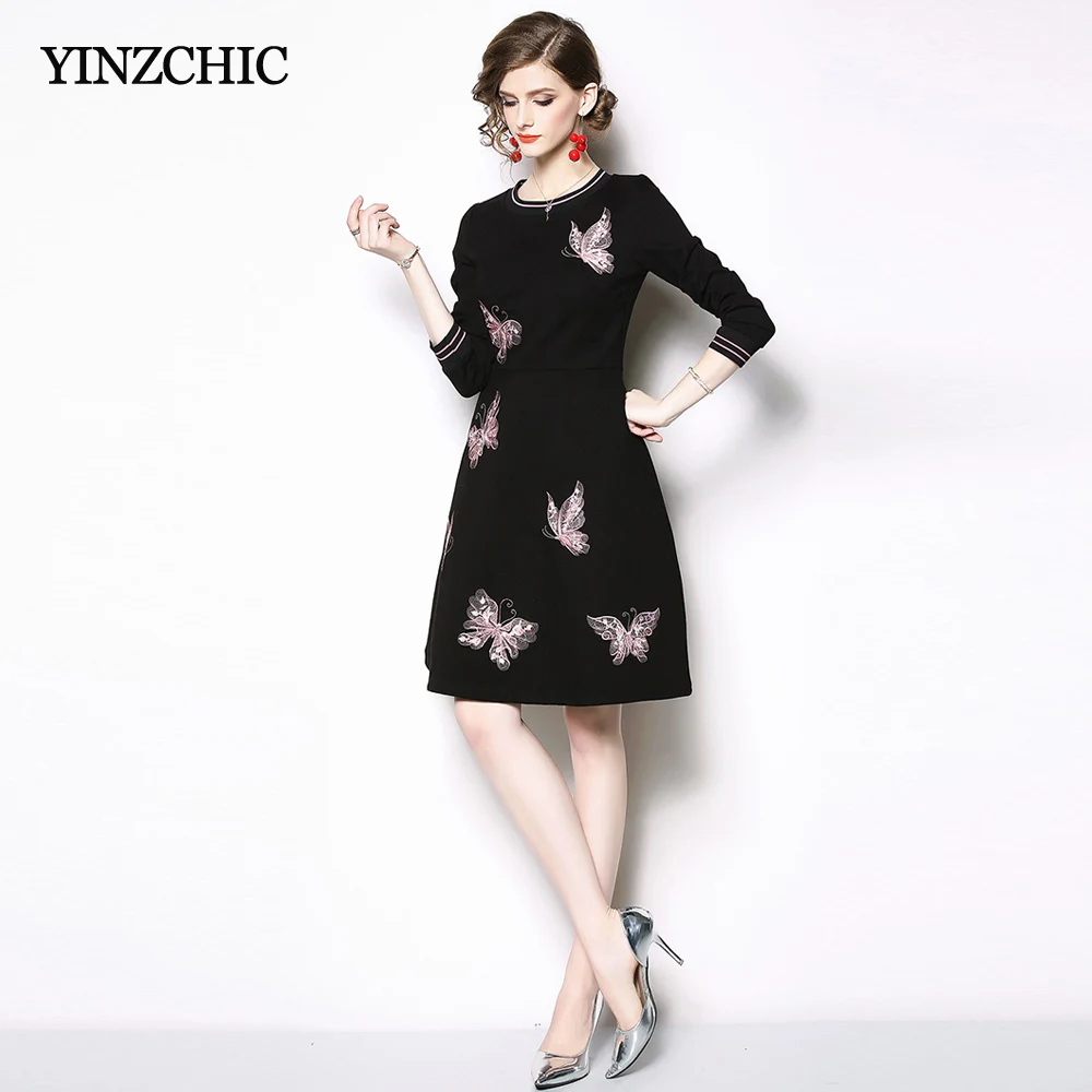 Womans Spring Embroidery Dress O-neck Female Casual A-line Dresses Women Butterfly Embroidered OL Knee-length Dress
Womans Spring Embroidery Dress O-neck Female Casual A-line Dresses Women Butterfly Embroidered OL Knee-length Dress