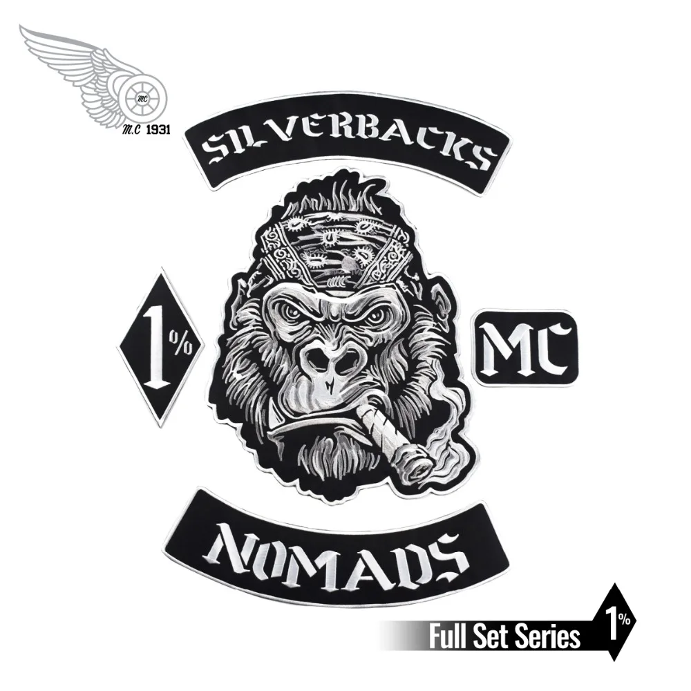 Nomads Silverbacks MC 1% черная саржевая ткань с железом бесплатная доставка подходит для
