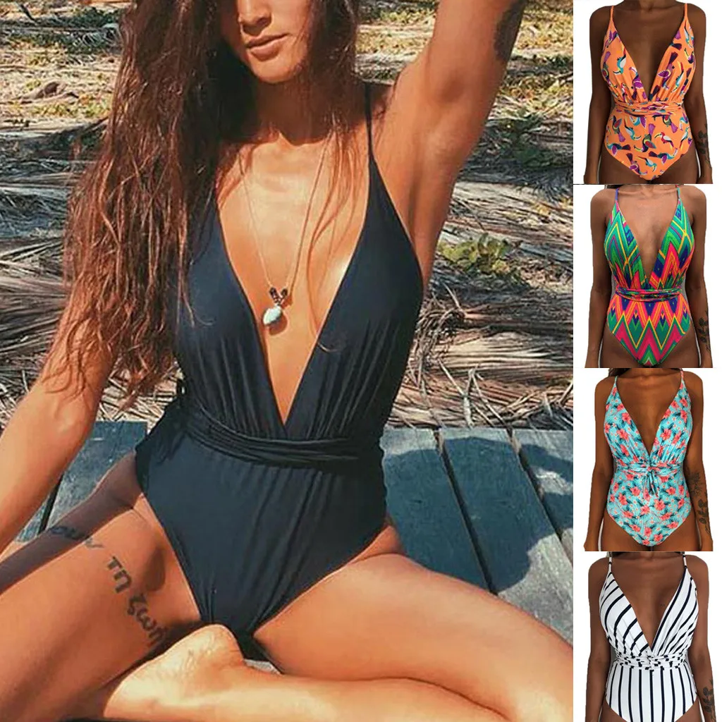 swimwear women high waist womens one piece bathing suits 2019 sexy bikini push up deep v-neck solid Print open back padded bra
swimwear women high waist womens one piece bathing suits 2019 sexy bikini push up deep v-neck solid Print open back padded bra