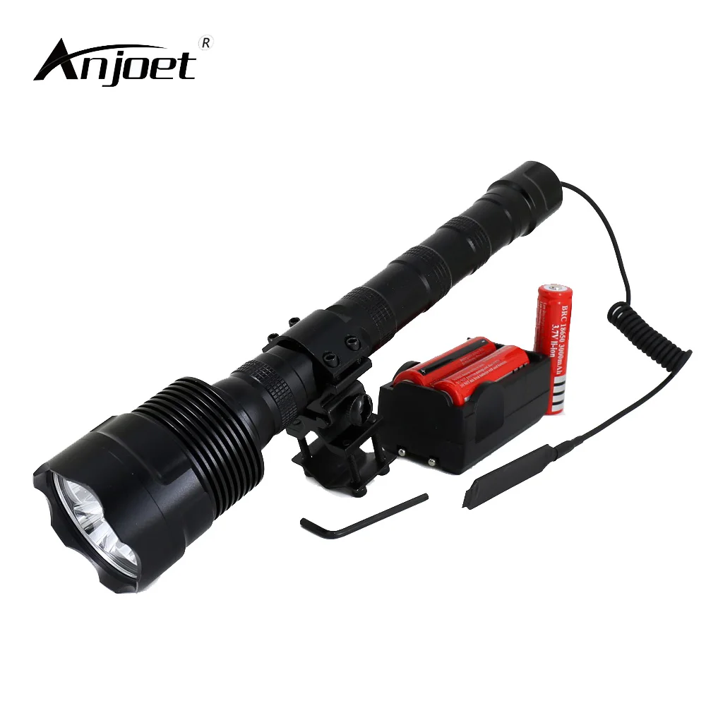 ANJOET LED Tactical Flashlight 18650 hunting Lantern 6000Lm XML 3xT6 light 5Mode Torch+Battery+Charger+Remote Switch+Gun Mount
ANJOET LED Tactical Flashlight 18650 hunting Lantern 6000Lm XML 3xT6 light 5Mode Torch+Battery+Charger+Remote Switch+Gun Mount