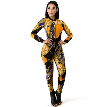 Sping Autumn zip bandage jumpsuits Sexy women's golden iron chain printing long sleeve skinny Sexy club rompers womens jumpsuit
Sping Autumn zip bandage jumpsuits Sexy women's golden iron chain printing long sleeve skinny Sexy club rompers womens jumpsuit