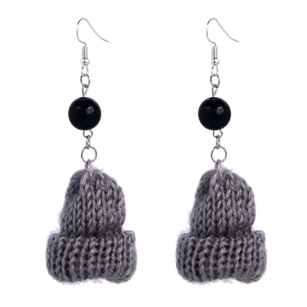 Funny Winter Mini Gray Small Wool Hat Fashion black Pearl Short Dangle Earrings Cute Knitted Cap Earrings
Funny Winter Mini Gray Small Wool Hat Fashion black Pearl Short Dangle Earrings Cute Knitted Cap Earrings