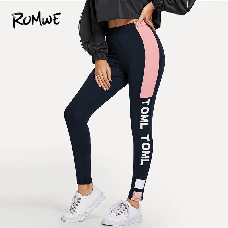 ROMWE Letter Print Colorblock Leggings 2019 Navy Fashion Mid Waist Women Leggings Cool Fitness Ankle Length Casual Leggings
ROMWE Letter Print Colorblock Leggings 2019 Navy Fashion Mid Waist Women Leggings Cool Fitness Ankle Length Casual Leggings