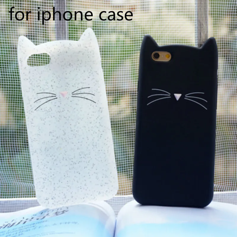 3D Cartoon Cat Ear Cute Silicone Case For iphone 5 5S SE 6 6s 7 plus Rubber Coque Back Cover Shell Black White Fitted Cover tpu
3D Cartoon Cat Ear Cute Silicone Case For iphone 5 5S SE 6 6s 7 plus Rubber Coque Back Cover Shell Black White Fitted Cover tpu