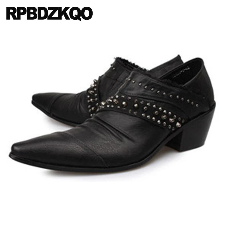Black Genuine Leather Men Pointed Toe Dress Shoes Metal Tip Stud Large Size Italian Formal Rivet British Style High Heel Italy
Black Genuine Leather Men Pointed Toe Dress Shoes Metal Tip Stud Large Size Italian Formal Rivet British Style High Heel Italy