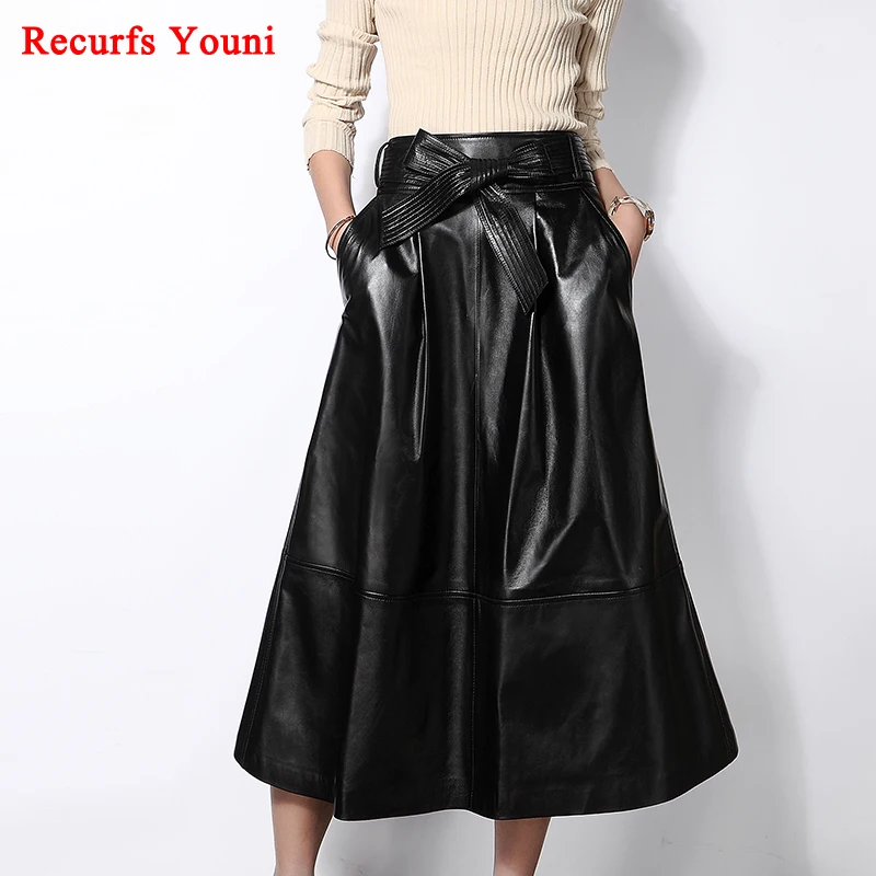 RYS5332 Women 2019 Winter Luxury Genuine Leather Long Maxi Skirt Female Expansion Bottom Pocket Belt Bow Black Fashion Faldas
RYS5332 Women 2019 Winter Luxury Genuine Leather Long Maxi Skirt Female Expansion Bottom Pocket Belt Bow Black Fashion Faldas