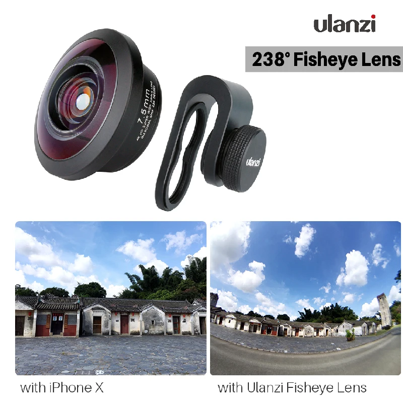 ULANZI 7.5mm HD Fisheye Phone Camera Lens with 17mm Lens Clip for iPhone Samsang Android HUAWEI Mobile Smartphone Fish Eye
ULANZI 7.5mm HD Fisheye Phone Camera Lens with 17mm Lens Clip for iPhone Samsang Android HUAWEI Mobile Smartphone Fish Eye