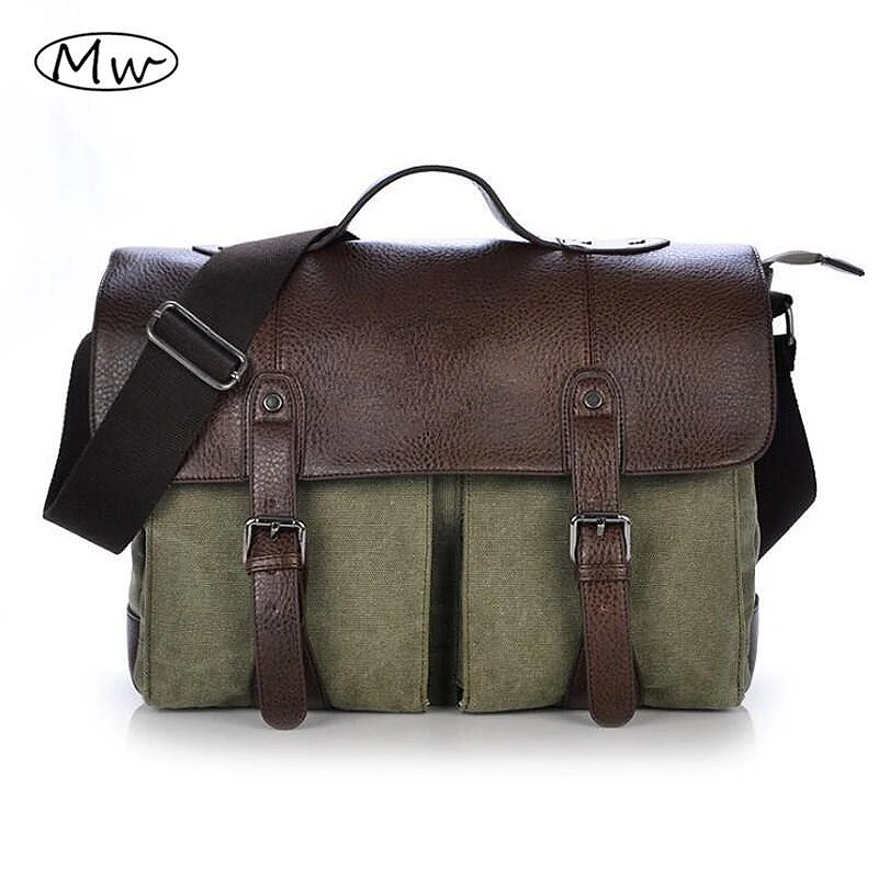 Image Free shiping 2014 new Korean Style Fashion unsex s canvas and top pu shoulder bag messenger bag restro school hand bag mb194