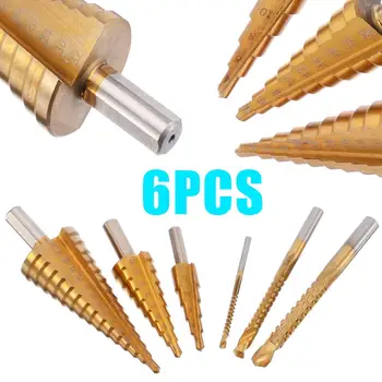 6pcs/set HSS Steel Titanium Coated Step Drill Bits Set 4-32mm High Speed Steel Drill Bit Hole Cutter Drill Bit Metal Tool Kits
6pcs/set HSS Steel Titanium Coated Step Drill Bits Set 4-32mm High Speed Steel Drill Bit Hole Cutter Drill Bit Metal Tool Kits