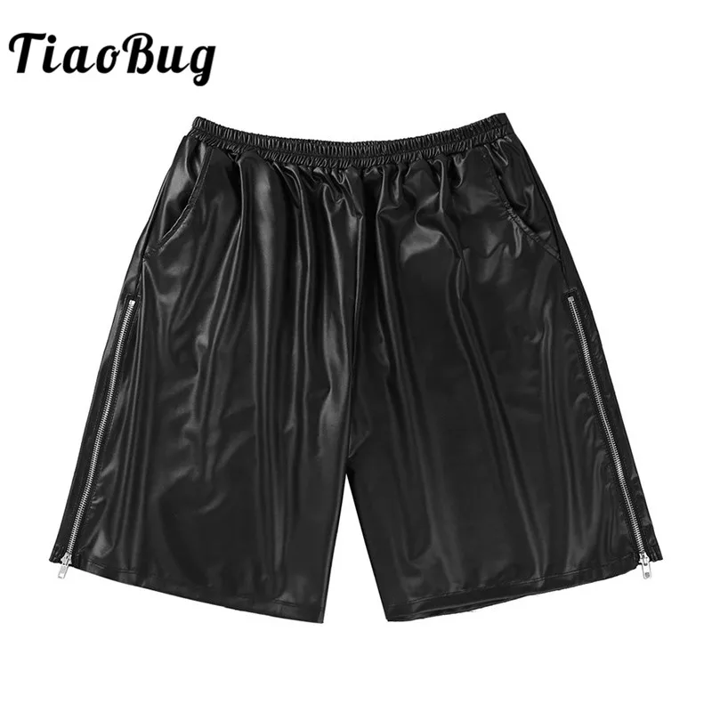 TiaoBug Men Fashion Soft Black Faux Leather Side Zipper Plus Size Male Loose Shorts with Pockets Club Costume Casual Short Pants
TiaoBug Men Fashion Soft Black Faux Leather Side Zipper Plus Size Male Loose Shorts with Pockets Club Costume Casual Short Pants