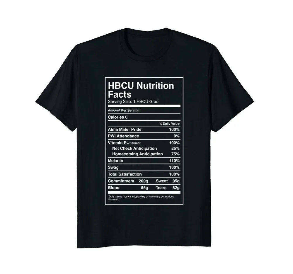 Black Pride Hbcu Nutrition Facts 2019 New Arrival Summer Fashion Short Sleeves 100% Cotton Design Your Own T Shirt
Black Pride Hbcu Nutrition Facts 2019 New Arrival Summer Fashion Short Sleeves 100% Cotton Design Your Own T Shirt