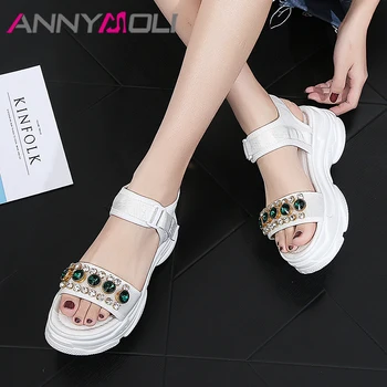 ANNYMOLI Summer Shoes Sneakers Women Sandals Rhinestone Flat Platform Casual Shoes Mesh Open Toe Sandals Lady White Size 34-39
ANNYMOLI Summer Shoes Sneakers Women Sandals Rhinestone Flat Platform Casual Shoes Mesh Open Toe Sandals Lady White Size 34-39