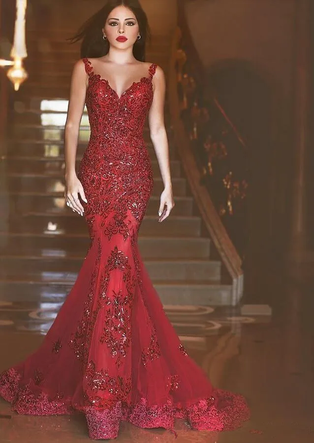 Robe De Soiree 2019 Cheap Burgundy Sheer Back Mermaid Prom Dresses Arabic Sequins Sweetheart Lace Applique Long Formal Evening
Robe De Soiree 2019 Cheap Burgundy Sheer Back Mermaid Prom Dresses Arabic Sequins Sweetheart Lace Applique Long Formal Evening