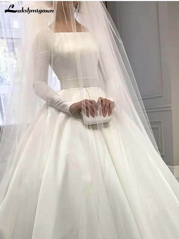 Simple White Satin Long Sleeve Wedding Dress 2019 Boho Bridal Gowns Cheap Ivory Plus Size Bride Dresses Long Robe de mariee
Simple White Satin Long Sleeve Wedding Dress 2019 Boho Bridal Gowns Cheap Ivory Plus Size Bride Dresses Long Robe de mariee