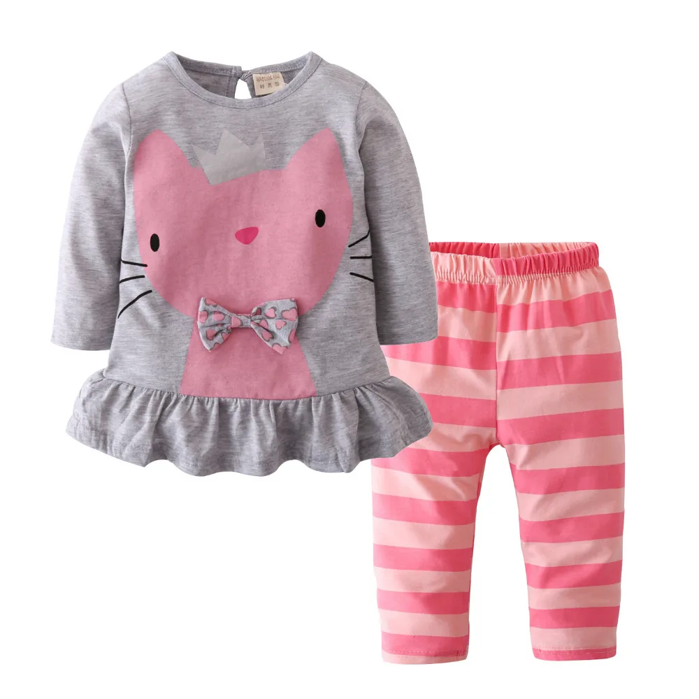 Newborn Clothes Baby Girl Clothing Set Toddler Cute Cartoon Cat Long sleeve T-shirt+Pink Striped Pants 2Pcs Casual Outfits
Newborn Clothes Baby Girl Clothing Set Toddler Cute Cartoon Cat Long sleeve T-shirt+Pink Striped Pants 2Pcs Casual Outfits