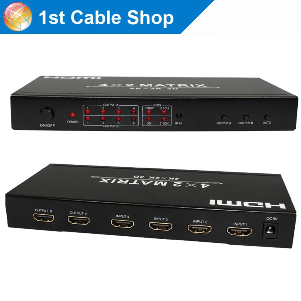 4K HDMI 2.0 Matrix 4X2 HDMI 4X2 Matrix with dual toslink audio out HDMI 4 in 2 out matrix Switcher Splitter 4K 60HZ HDCP 2.2
4K HDMI 2.0 Matrix 4X2 HDMI 4X2 Matrix with dual toslink audio out HDMI 4 in 2 out matrix Switcher Splitter 4K 60HZ HDCP 2.2