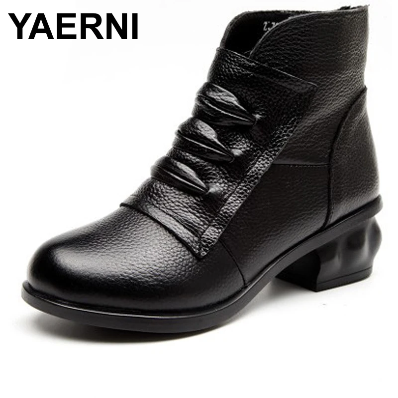 YAERNI Vintage Style Genuine Leather Women Boots Flat Booties Soft Cowhide Women's Shoes Front Zip Ankle Boots zapatos mujer
YAERNI Vintage Style Genuine Leather Women Boots Flat Booties Soft Cowhide Women's Shoes Front Zip Ankle Boots zapatos mujer