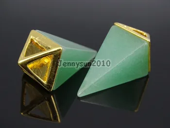 Natural Green Aventurine Gems Stones Pyramid Pointed Healing Reiki Chakra Gold Pendant Beads Necklace Earrings Jewelry 5Pcs/Pack
Natural Green Aventurine Gems Stones Pyramid Pointed Healing Reiki Chakra Gold Pendant Beads Necklace Earrings Jewelry 5Pcs/Pack