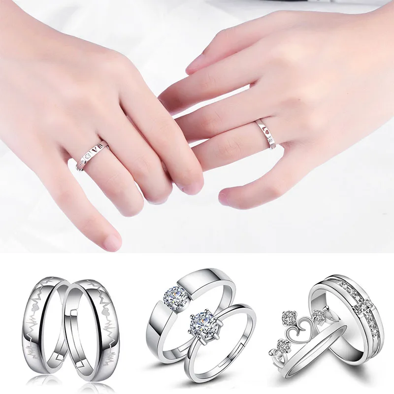 Fashion 2Pcs/set Simple Opening Ring Couple Ring Zircon Six Claw Crown Wedding Lover Jewelry Gift Wholesale
Fashion 2Pcs/set Simple Opening Ring Couple Ring Zircon Six Claw Crown Wedding Lover Jewelry Gift Wholesale