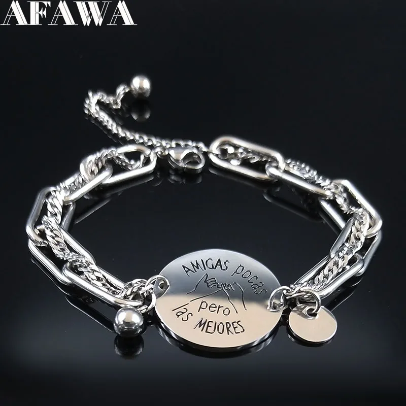 2019 juntas aomos la cana Stainless Steel Bracelet Charm Best Friend Silver Color Chain Bracelet Jewelry pulseira feminina B1843
2019 juntas aomos la cana Stainless Steel Bracelet Charm Best Friend Silver Color Chain Bracelet Jewelry pulseira feminina B1843