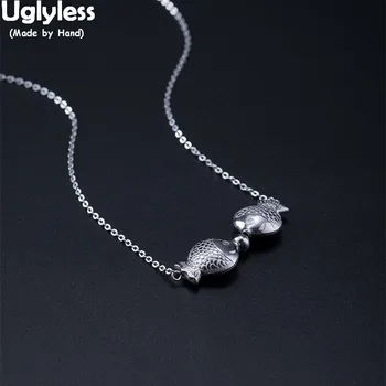 Uglyless Real 925 Sterling Silver Handmade Kissing Fishes Necklaces for Women Thai Silver Fish Chokers Exotic Animal Pendants
Uglyless Real 925 Sterling Silver Handmade Kissing Fishes Necklaces for Women Thai Silver Fish Chokers Exotic Animal Pendants