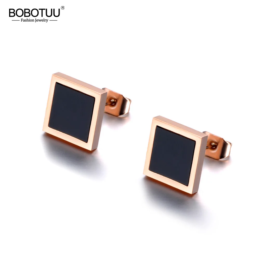 BOBOTUU Classic Black Acrylic Square Stud Earrings Rose Gold Stainless Steel Trendy Earrings Jewelry For Women Girls BE19021
BOBOTUU Classic Black Acrylic Square Stud Earrings Rose Gold Stainless Steel Trendy Earrings Jewelry For Women Girls BE19021