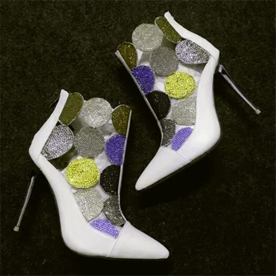 Fashion Mixed Color Crystal Summer Ankle Boots High Heels Gladiator Sandals Women Boots Wedding Shoes Woman Bootie Botas Mujer (5)