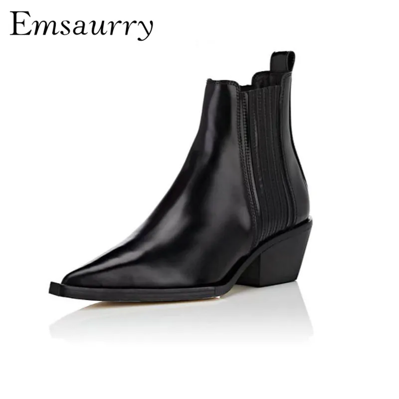 European Style Point Toe Ankle Boots Concise Black Leather Square Thick Heel Fashion Slim Short Booties Women
European Style Point Toe Ankle Boots Concise Black Leather Square Thick Heel Fashion Slim Short Booties Women
