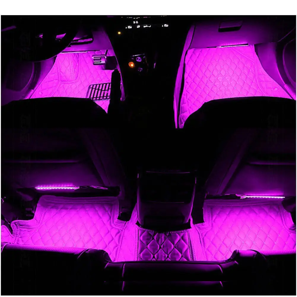 RGB 4pcs/set 12LED Car Interior Atmosphere Neon Light Strip Wireless Remote Control