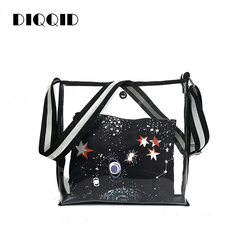 Fashion Women Purses and Handbags Transparent PVC Composite Shoulder Bags Ladies 2 pcs/set Printed Beach Jelly Bag sac a main
Fashion Women Purses and Handbags Transparent PVC Composite Shoulder Bags Ladies 2 pcs/set Printed Beach Jelly Bag sac a main