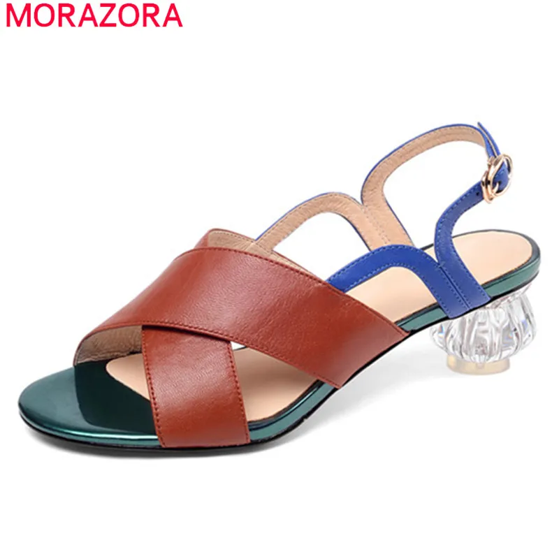 MORAZORA 2019 big size 46 genuine leather sandals women shoes mixed colors summer sandals crystal heels dress party shoes woman
MORAZORA 2019 big size 46 genuine leather sandals women shoes mixed colors summer sandals crystal heels dress party shoes woman