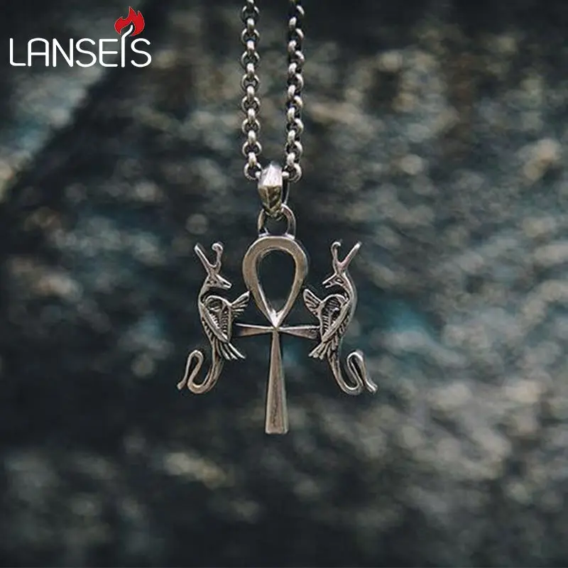 Lanseish10pc кулон ручной работы Ankh со священными кобрами женское ожерелье подарок для