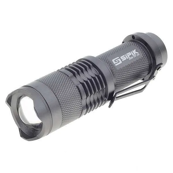 

Hot SIPIK CREE 450-Lumen Convex Lens LED Flashlight w/ Cree Q5-WC - Grey (1*AA/1*14500 Battery)