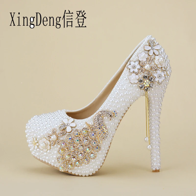 XingDeng Women Wedding High Heels Handmade Phoenix Rhinestone Pumps Flowers Pearl Ladies Shoes 2/6/8/11/14 CM HEEL Bridal Shoes
XingDeng Women Wedding High Heels Handmade Phoenix Rhinestone Pumps Flowers Pearl Ladies Shoes 2/6/8/11/14 CM HEEL Bridal Shoes