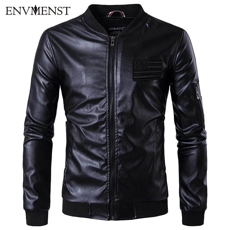 PU Leather Jacket Men Stand Collar Autumn New Men's Leather Jacket Men's Slim Fit Sleeve Pocket Leather Black Jacket
PU Leather Jacket Men Stand Collar Autumn New Men's Leather Jacket Men's Slim Fit Sleeve Pocket Leather Black Jacket