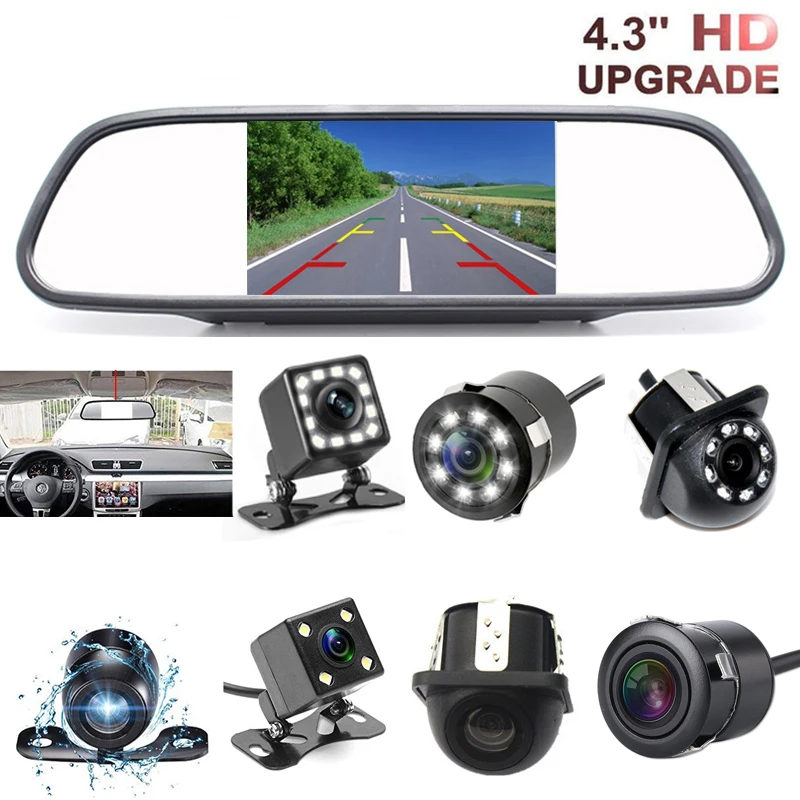 Monitor rearview mirror with reversing camera 4.3" HD screen Monitor Auto Parking Assistance with Night Vision Reversing Camera
Monitor rearview mirror with reversing camera 4.3" HD screen Monitor Auto Parking Assistance with Night Vision Reversing Camera