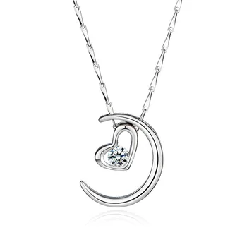 S925 Sterling Silver Female Models Simple Moon Represents My Heart-shaped Clavicle Necklace Pendant Elegant Pendant
S925 Sterling Silver Female Models Simple Moon Represents My Heart-shaped Clavicle Necklace Pendant Elegant Pendant