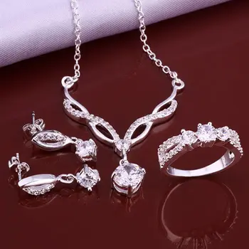 silver plated jewelry,silver plated fashion jewelry white Crystal necklace&earrings&ring jewelry sets for women
silver plated jewelry,silver plated fashion jewelry white Crystal necklace&earrings&ring jewelry sets for women
