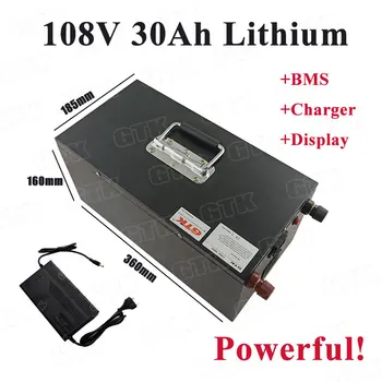 Rechargeable 108V 30Ah 50Ah lithium ion battery pack with BMS and voltage display for electric vehicles motorcycle +5A charger
Rechargeable 108V 30Ah 50Ah lithium ion battery pack with BMS and voltage display for electric vehicles motorcycle +5A charger