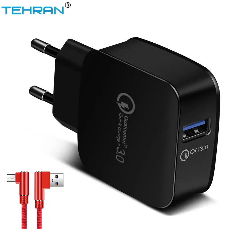 18W Quick Charge 3.0 Fast USB Charger for Samsung Xiaomi Huawei OnePlus LG Travel Wall EU Plug Mobile Phone Charger Cable
18W Quick Charge 3.0 Fast USB Charger for Samsung Xiaomi Huawei OnePlus LG Travel Wall EU Plug Mobile Phone Charger Cable